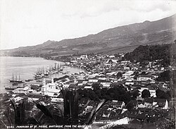 Panoramic view of Saint-Pierre from the surrounding mountains (1898)
