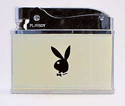 A Playboy cigarette lighter with the rabbit logo