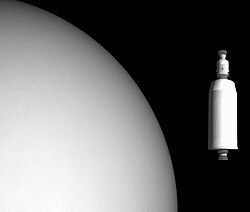 Venus flyby spacecraft near Venus