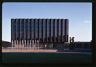 Large numbers of Americans pursued higher education after World War II. Pictured: the University of Chicago Law School (1955–63)