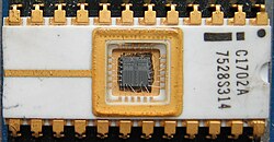 An EPROM with fused quartz window in the top of the package