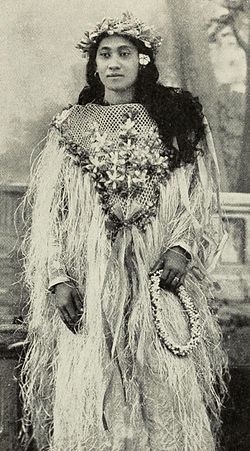 Tahitian woman in festive costume, c. 1906