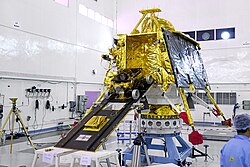 Rover Pragyan mounted on the ramp of Vikram lander