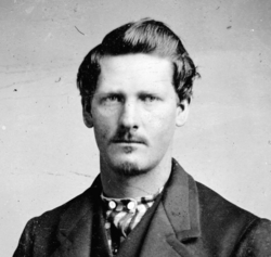 Earp, age 21[28] in 1869 or 1870, while married to Urilla Sutherland; taken in Lamar, Missouri