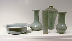 Group of 13th-century pieces of Longquan celadon
