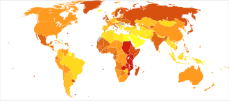 Deaths from rheumatoid arthritis per million persons in 2012 0–0 1–1 2–3 4–5 6–6 7–8 9–9 10–12 13–20 21–55