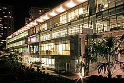 Faculty of Economics and Business Tecnoaulas Building at night