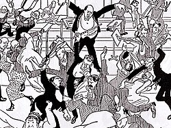 Watschenkonzert, caricature in Die Zeit from 6 April 1913