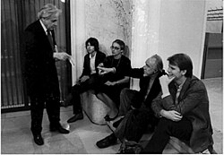 From left: György Ligeti, his son Lukas, his wife Vera Spitz, Conlon Nancarrow and Michael Daugherty at ISCM World Music Days in Graz, Austria, 1982