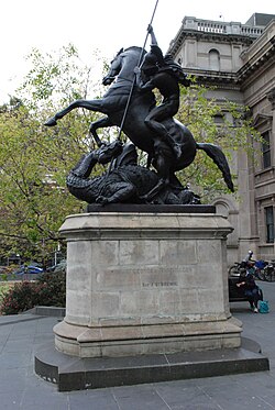 Sir Joseph Edgar Boehm's Saint George Slaying the Dragon (1889), one of several statues in the forecourt
