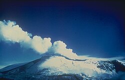 Nevado del Ruiz during the 1985 eruption. This eruption was one where seismic activity was monitored in order to determine that an eruption was imminent.