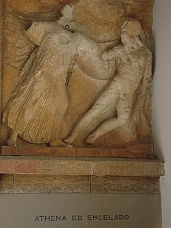 Athena and Giant (presumably Enceladus), Temple E (Selinus).[3]