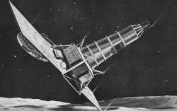 An artist's portrayal of a Ranger spacecraft right before impact