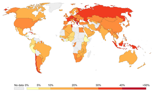 The share adults who smoke any tobacco product on a daily or non-daily basis in 2016[19]