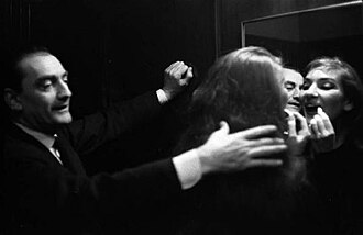 Callas getting ready in company of Luchino Visconti in Milan, 1957