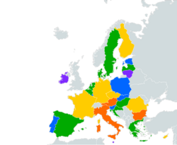 Percentage responding that their country on balance benefited from being a member of the EU at Eurobarometer 2023:[51] 91–100% 81–90% 71–80% 61–70% 51–60%
