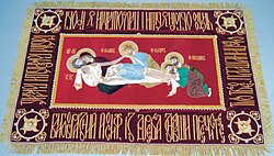 The epitaphios ("winding sheet"), depicting the preparation of the body of Jesus for burial