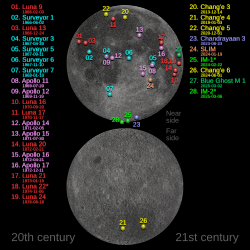 Map of all the sites of soft landings on the Moon (2024)