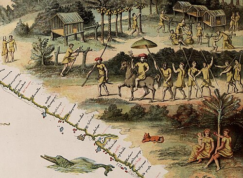 Inhabitants of Jave la Grande (Great Java island), from Nicholas Vallard's manuscript sea atlas (1547)