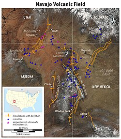 Map of Navajo Volcanic Field with Shiprock