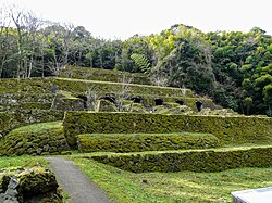 A view of Shimizudani silver mine refinery ruin, a part of UNESCO World Heritage area