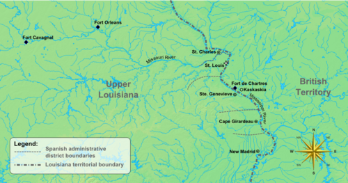 Map of early Missouri settlements and trading posts