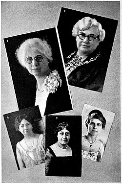 1) C. Louise Boehringer, 2) Mattie L. Williams, 3) Maie Bartlett Heard, 4) Margaret Wheeler Ross, 5) Edith O. Kitt