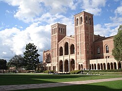 Royce Hall, one of the original four buildings, inspired by Basilica of Sant'Ambrogio in Milan, Italy