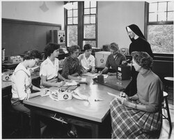 Mary Helene ven Horst and students at Marycrest College