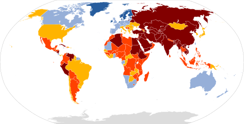 2026 World Press Freedom Index[11] Good Satisfactory Problematic Difficult Very serious Not classified