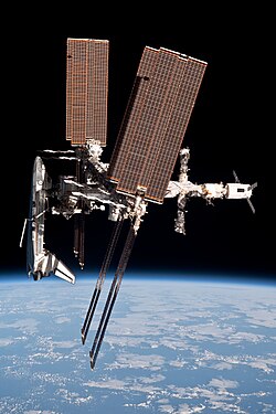 Space Shuttle Endeavour docked to the ISS in 2011 (as viewed from Soyuz TMA-20)