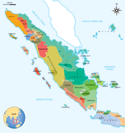 Map of the ethnic groups of Sumatra.