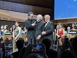 Ken-David Masur (left), Williams, and Spielberg at David Geffen Hall in 2023