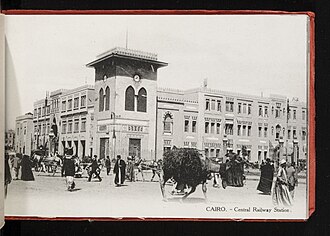 Cairo Railway Station (photo circa 1900), rebuilt in Neo-Mamluk style from 1891 to 1893