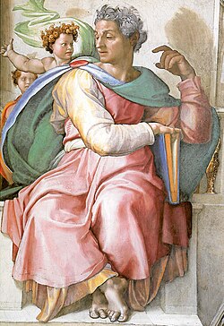 Isaiah, an important Biblical prophet, in fresco on the Sistine Chapel ceiling by Michelangelo