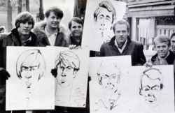 The band with caricatures in Paris, November 1964