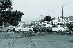 Cars thrown together by the 1972 flood