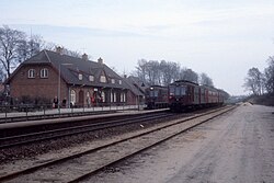 DSB service stopping at Stenløse station, 1979.