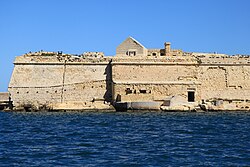 Fort Ricasoli in Kalkara, Malta already showing signs of damage where the land is being eroded