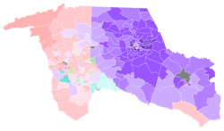 2010 GOP primary results by precinct: Inglis 20–30% 30–40% 40–50% 50–60% 70–80% Gowdy 20–30% 30–40% 40–50% 50–60% 60–70% 70–80% 80–90% Thomas 20–30% 30–40% 40–50% 50–60% Lee 20–30% 30–40% Tie