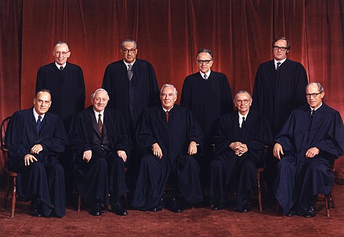 The United States Supreme Court membership in 1973 at the time of Roe v. Wade