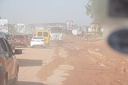 Erosion polluted the Kasoa highway after downpour in Ghana.