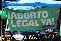 'Legalize abortion now!' Abortion rights banner at the Argentine Parliament, December 10, 2020
