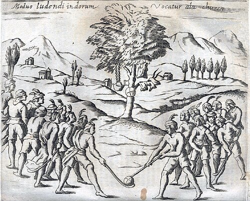 A 1646 drawing of Mapuches playing palin, from Histórica Relación del Reyno de Chile by Alonso de Ovalle