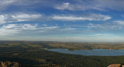 View of Lake Lawtonka and wind turbines from Mount Scott, Oklahoma