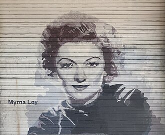 Mural of Myrna Loy located beween Hollywood Boulevard and Wilcox Avenue in Los Angeles