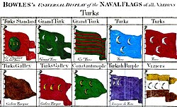 Ottoman naval flags according to Bowles's "Universal display of the naval flags of all nations in the world" (1783)