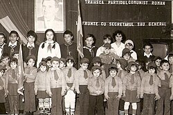 Members of Șoimii Patriei, a communist youth organization created in 1976 for children aged 4–7