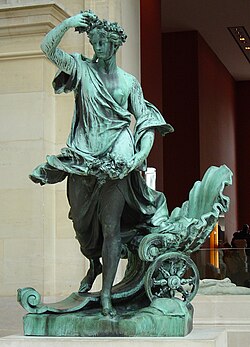 L' Aurore, 1693 bronze statue of Eos by Philippe Magnier (1647–1715), on display at Louvre Museum, France.