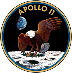 The Apollo 11 insignia. The eagle is carrying an olive branch to represent a peaceful mission